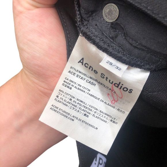 RARE Acne Studios Jeans Size 29 Ace Stay Cash Black - Picture 10 of 10